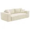 VENTE-UNIQUE Canapé 3 places convertible express en velours côtelé crème AMELIA - Couchage 140 cm - Matelas 14 cm avec mémoir de forme DUNLOPILLO