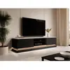 VENTE-UNIQUE Meuble TV 2 tiroirs et 2 niches avec LEDs en MDF - Noir et effet marbre blanc - DEVIKA