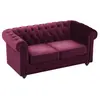 VENTE-UNIQUE Canapé 2 places velours pourpre CHESTERFIELD