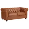 VENTE-UNIQUE Canapé 2 places en cuir de vachette camel CHESTERFIELD