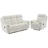 Canapé 3 places et fauteuil relax en cuir blanc VINETA