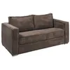 VENTE-UNIQUE Canapé 3 places convertible express en velours côtelé marron - Couchage à lattes larges 140 cm - Matelas 18 cm LORETO