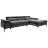 VENTE-UNIQUE Canapé d'angle droit convertible en velours anthracite SEPINA