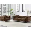 VENTE-UNIQUE Canapé 3 places et fauteuil chesterfield en microfibre aspect cuir vieilli EDWINA