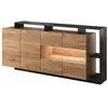 VENTE-UNIQUE Buffet 4 portes et 4 niches avec LEDs - Naturel clair et Anthracite - IDESIA