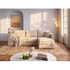 VENTE-UNIQUE Canapé d'angle convertible express et réversible en velours côtelé beige - Couchage à lattes larges 140 cm - Matelas 14 cm LORETO