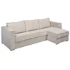 VENTE-UNIQUE Canapé d'angle convertible express et réversible en velours côtelé beige - Couchage à lattes larges 160 cm - Matelas 14 cm LORETO