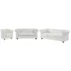 VENTE-UNIQUE Canapés 3 places 2 places et fauteuil en simili blanc CHESTERFIELD