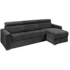 VENTE-UNIQUE Canapé d'angle réversible convertible express en velours côtelé gris anthracite - Couchage 140 cm - Matelas 14 cm - VIZIR