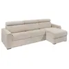 VENTE-UNIQUE Canapé d'angle réversible convertible express en velours côtelé beige - Couchage à lattes larges 160 cm - Matelas 18 cm - VIZIR