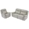 VENTE-UNIQUE Canapé 3 places et fauteuil relax électrique en cuir gris clair ADELIO