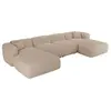 VENTE-UNIQUE Grand canapé d'angle panoramique en tissu texturé beige P...
