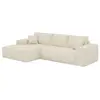 Canapé d'angle gauche convertible express en velours côtelé beige - Co...
