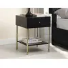 Lot de 2 tables de chevet 1 tiroir - MDF et métal - Noir et doré - MIL...