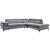 Canapé grand angle droit convertible en velours gris clair SAMARA