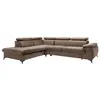 Canapé grand angle gauche convertible en velours taupe SAMARA
