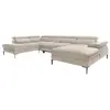 Canapé d'angle droit panoramique convertible en velours beige SEPINA d...
