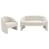 Canapé 2 places et fauteuil en tissu bouclette blanc OSSANA