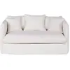 Maisons du Monde Slaapbank van stof met linnen effect en 2 zitplaatsen, wit, matras van 10 cm
