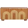 Maisons du Monde Buffet 3 portes en bois de manguier massif, rotin et métal coloris laiton