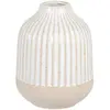 Maisons du Monde Vase en grès blanc et strié beige H12