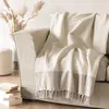 Maisons du Monde Plaid en coton recyclé tissé beige et écru 160x210