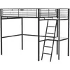 Lit mezzanine avec bureau en métal époxy - Noir - Sommier inclus - 140...