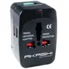 AKASHI Adaptateur Universel De Voyage Avec 2 Sorties Usb - Noir