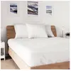 Drap housse en coton - SOLEIL D'OCRE - 90x190 cm - Blanc - Jersey extensible