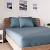 Drap housse en coton 140x190 cm jersey bleu canard, par Soleil d'ocre