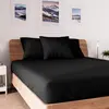 Drap housse en coton 140x190 cm jersey noir, par Soleil d'ocre