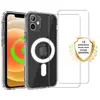 EVETANE Coque Anti-choc Magsafe compatible Iphone 12/12 Pro Transparente + 2 vitres