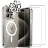 EVETANE Coque Magsafe compatible iPhone 15 Pro Max Transparente + 2 pr...