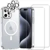 EVETANE Coque Magsafe compatible iPhone 15 Pro Max Transparente + 2 pr...