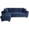 Canapé d'angle convertible HAMILTON 4 places - Tissu velours bleu - L ...