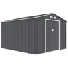 ARCHER Abri de jardin en métal 8,84 m² - 277 x 319 x 202 cm - Kit d'ancrage inclus - Gris