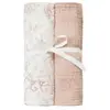 Set de 2 langes Toile de Jouy rose (70 x 70 cm)
