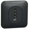 Schneider Ovalis - Prise téléphone en T - 8 contacts Avec plaque de finition -Anthracite (S460496)