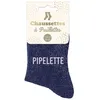 Chaussettes Bleues à Paillettes Argentées Pipelette
