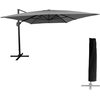 HAPPY GARDEN Parasol déporté MOLOKAI rectangulaire 3x4m gris + housse