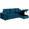 Concept-Usine Canapé D'angle Convertible Bleu 4 Places Glasgow