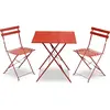 SWEEEK Salon de jardin bistrot pliable - Emilia carré terra cotta - Table carrée 70x70cm avec deux chaises pliantes. acier thermolaqué