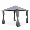 SWEEEK Tonnelle 3x3 m - Elusa - Toile grise - Pergola avec rideaux. tente de jardin. barnum. chapiteau. réception