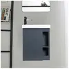 MOB-IN Meuble lave-mains suspendu gris anthracite avec vasque blanche - Gamme Hampton