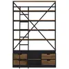 Bibliothèque 160 cm en bois et métal avec échelle 4 tiroirs - Kasi - R...