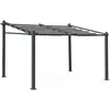 Sweeek Pergola Murale En Aluminium - Murum 3x4m - Toile Grise - Tonnelle Ideale Pour Votre Terrasse Toit