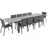 SWEEEK Salon de jardin table extensible - Odenton Anthracite - Grande table en aluminium 235/335cm avec rallonge et 10 assises en textilène