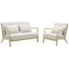 SWEEEK Banquette 2 places + Fauteuil en bois et tissu bouclette
