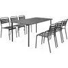 SWEEEK Table de jardin en métal anthracite Amélia + 6 chaises