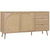 SWEEEK Buffet de rangement. Eva.  décor bois et cannage arrondi. 2 portes 3 tiroirs L 150 x l 39 x H 79cm